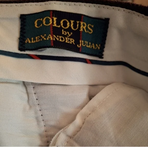 Vintage Mens COLOURS by Alexander Julian Burgundy/brown Dress Pants - Picture 5 of 5
